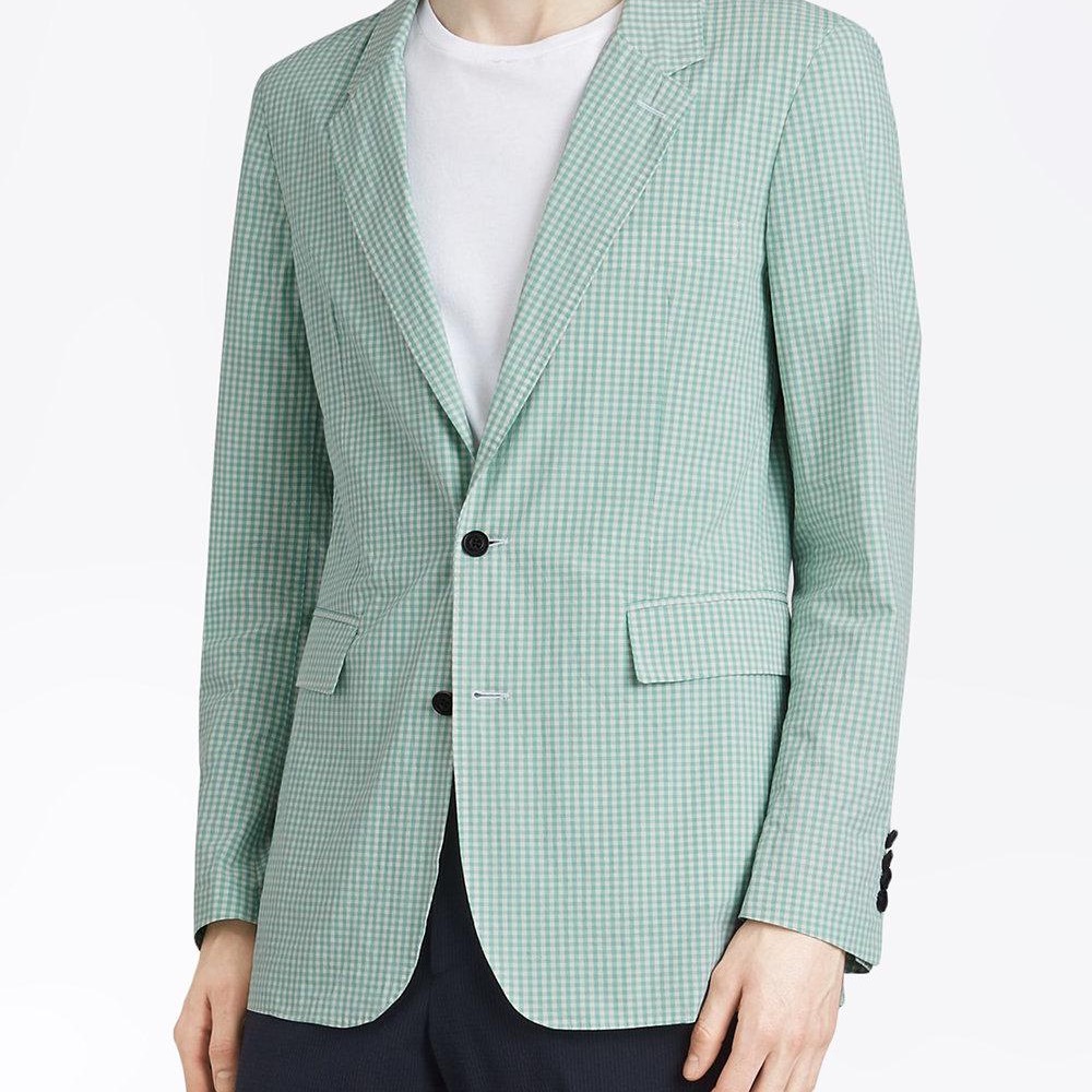 Burberry Serpentine Slim Fit Gingham Cotton Tailored Blazer NWT